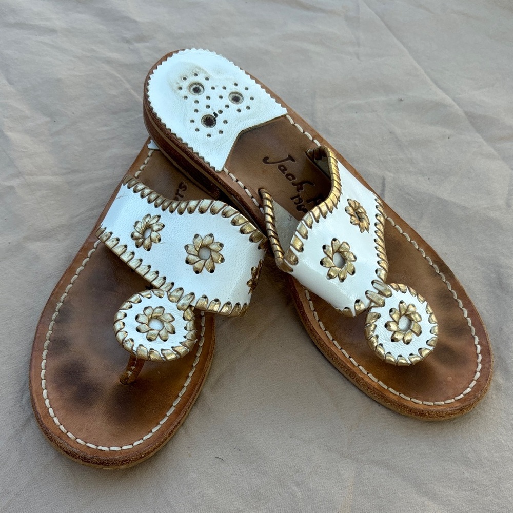 Jack Rogers Women's Gold and White Sandals